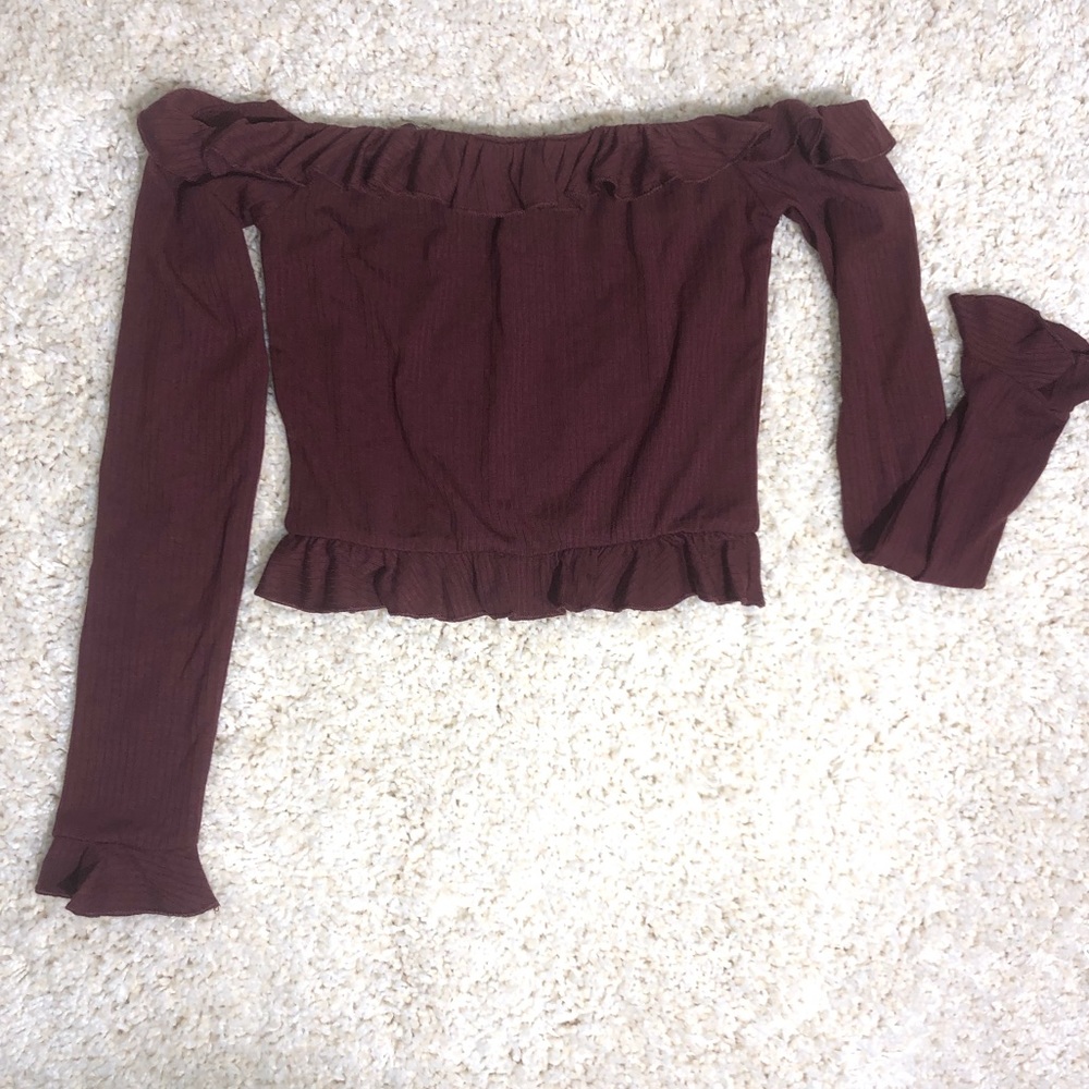 PACSUN L.A. Hearts Burgundy of the shoulder crop